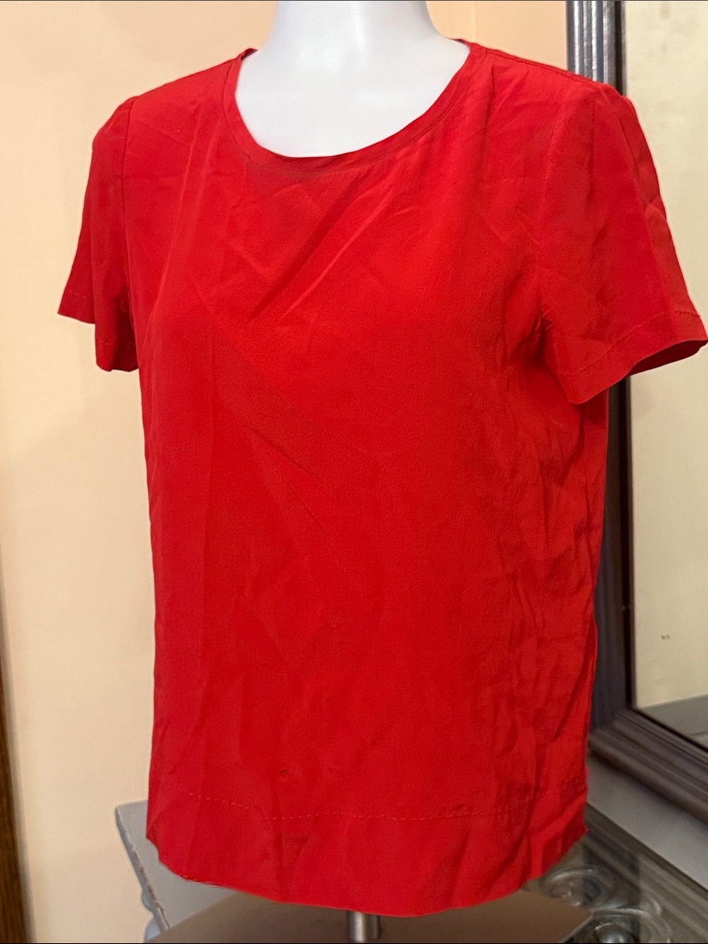 *flaw Maliparmi 40 Silk Italian Red Short Sleeve Tee